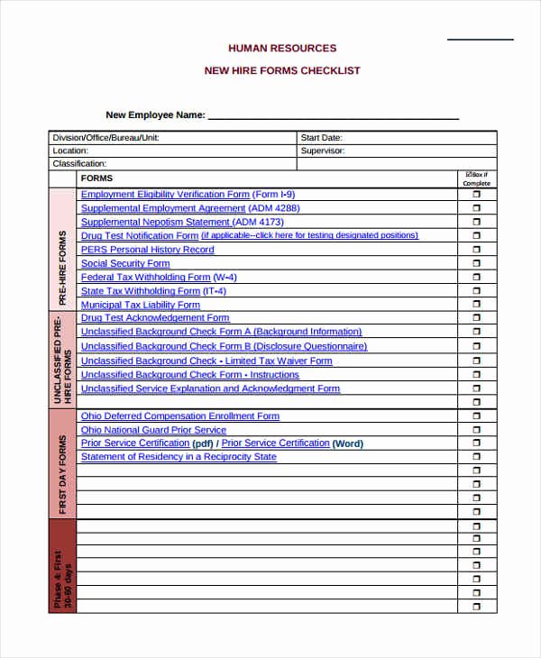 Employee Personnel File Template Luxury 32 Checklist Templates In Pdf