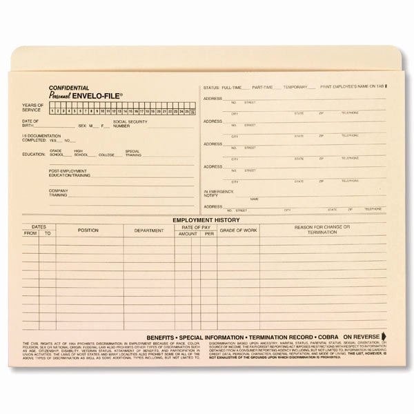Employee Personnel File Template Luxury Hr &amp; Personnel forms