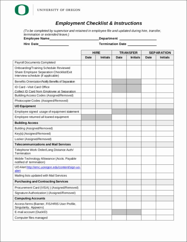 Employee Personnel File Template New Employee File Checklist Hospiiseworks