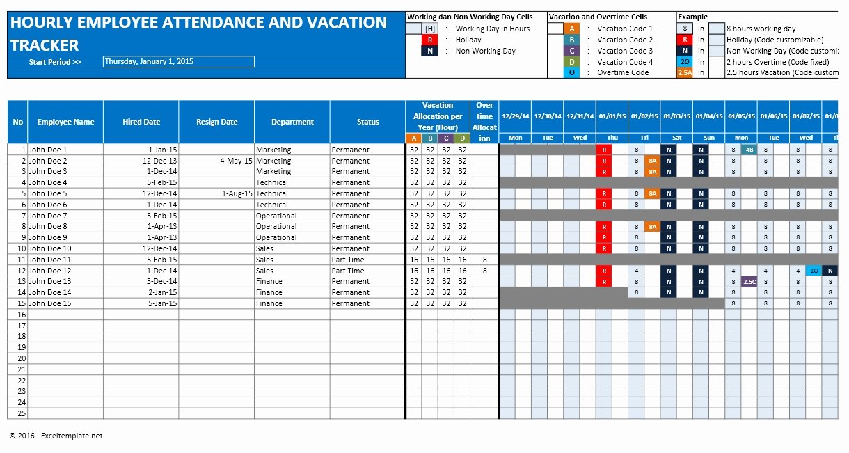 Employee Productivity Tracking Template Fresh Employee Vacation Planner