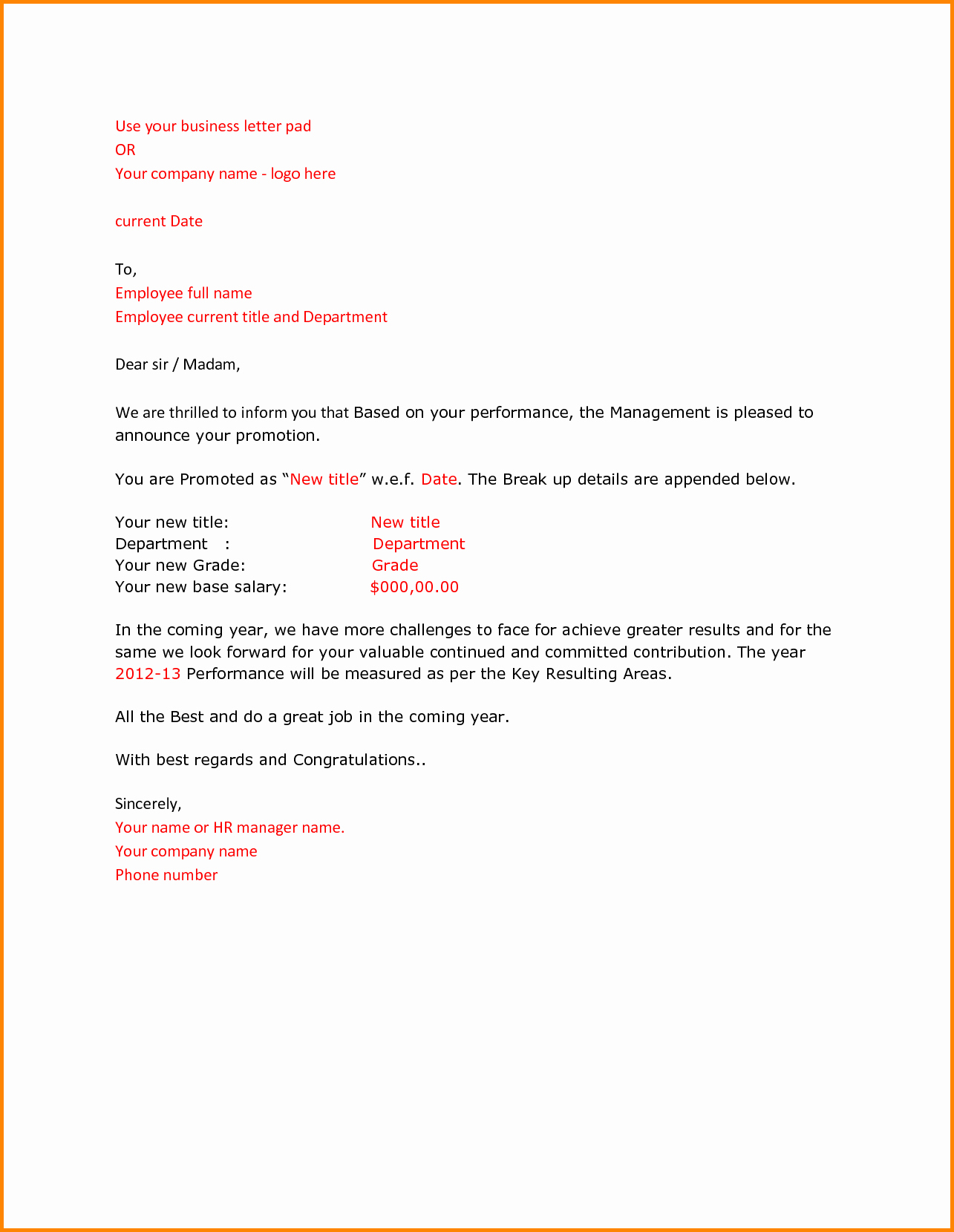 Employee Promotion Announcement Email Sample Best Of 8 Promotion Letter Template