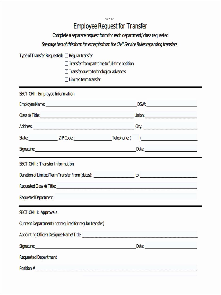 Employee Raise form Unique 7 Employee Transfer form Sample Free Sample Example