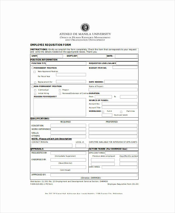 Employee Requisition form Awesome 22 Requisition forms In Excel