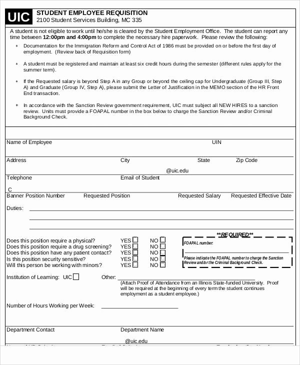 Employee Requisition form Elegant Requisition form Example