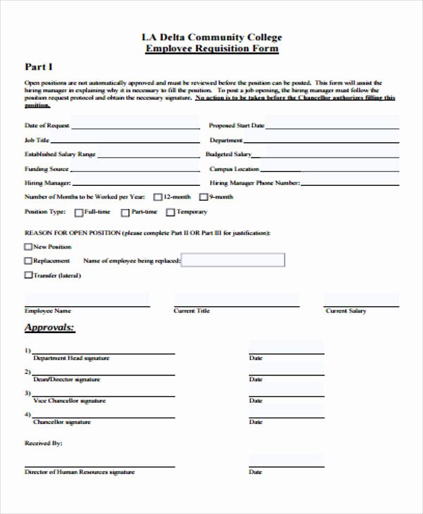 Employee Requisition form Inspirational 40 Sample Requisition form In Pdf