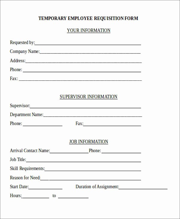 Employee Requisition form New 22 Requisition forms In Doc