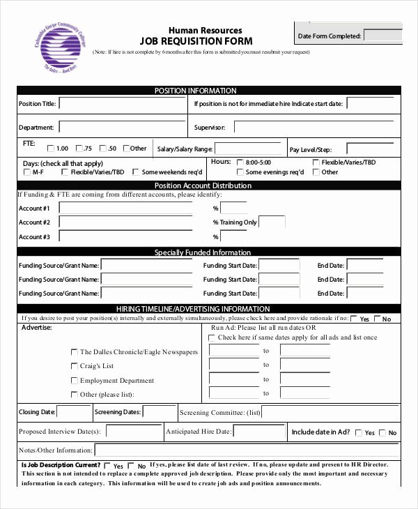 Employee Requisition form Sample Beautiful 11 Job Requisition form Sample Free Sample Example