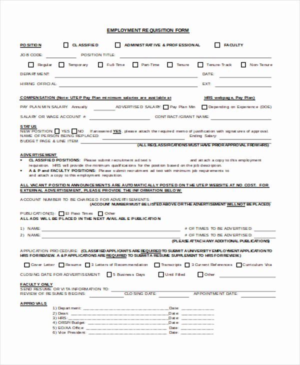 Employee Requisition form Sample Elegant 8 Employment Requisition form Sample Free Sample