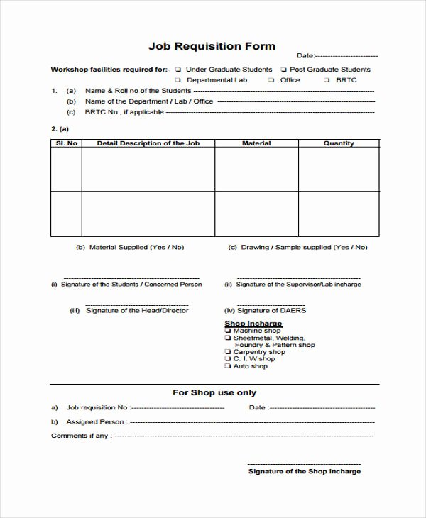 Employee Requisition form Sample Elegant Sample Requisition forms