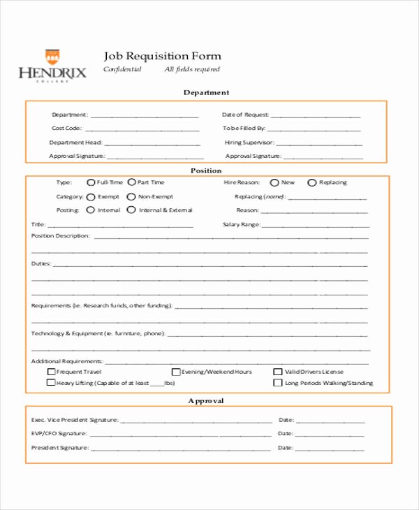 Employee Requisition form Sample Fresh 43 Free Requisition forms