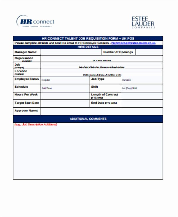 Employee Requisition form Sample Inspirational 43 Free Requisition forms