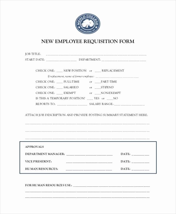 Employee Requisition form Sample Inspirational Sample Employment Requisition forms 7 Free Documents In