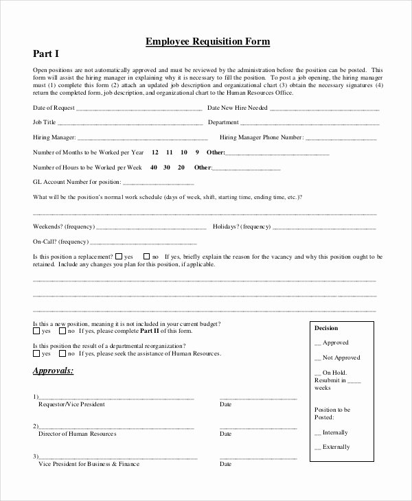 Employee Requisition form Sample Lovely Requisition form Samples Examples Templates 10