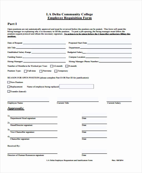 Employee Requisition form Sample Luxury 43 Free Requisition forms