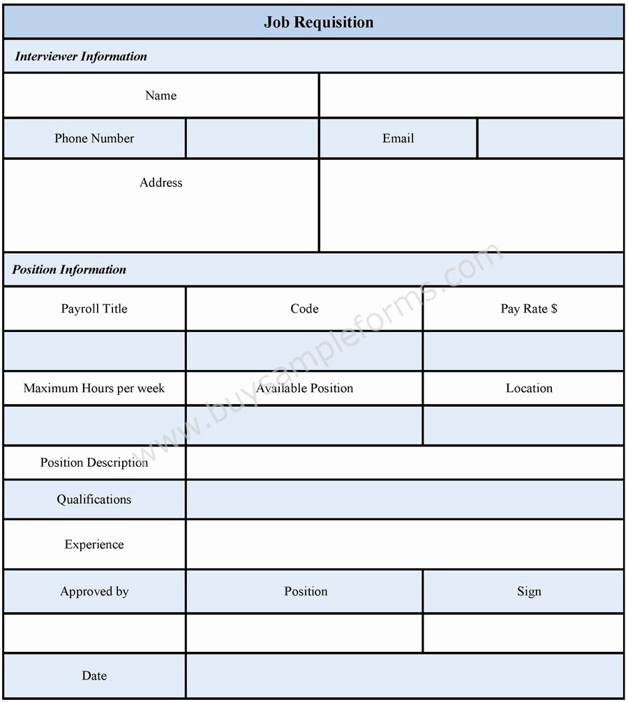 Employee Requisition form Sample New Job Requisition form