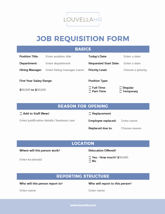 Employee Requisition form Template Awesome form Job Requisition form Louvellahr Member Site