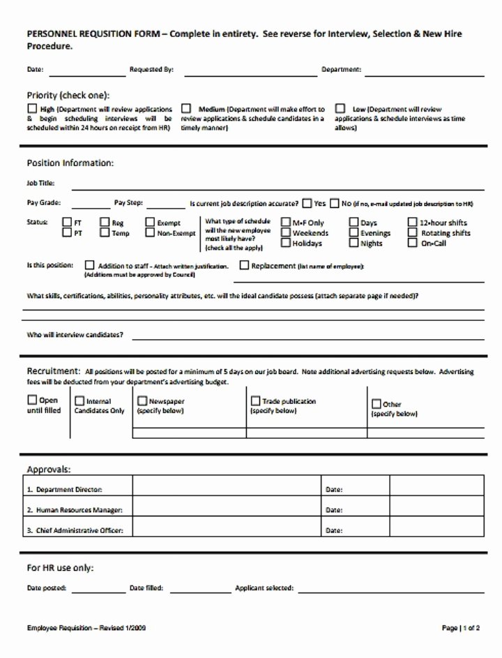 Employee Requisition form Template Beautiful 8 Personnel Requisition form Templates Pdf