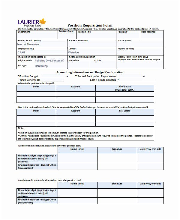 Employee Requisition form Template Fresh Requisition form Template 8 Free Pdf Documents Download