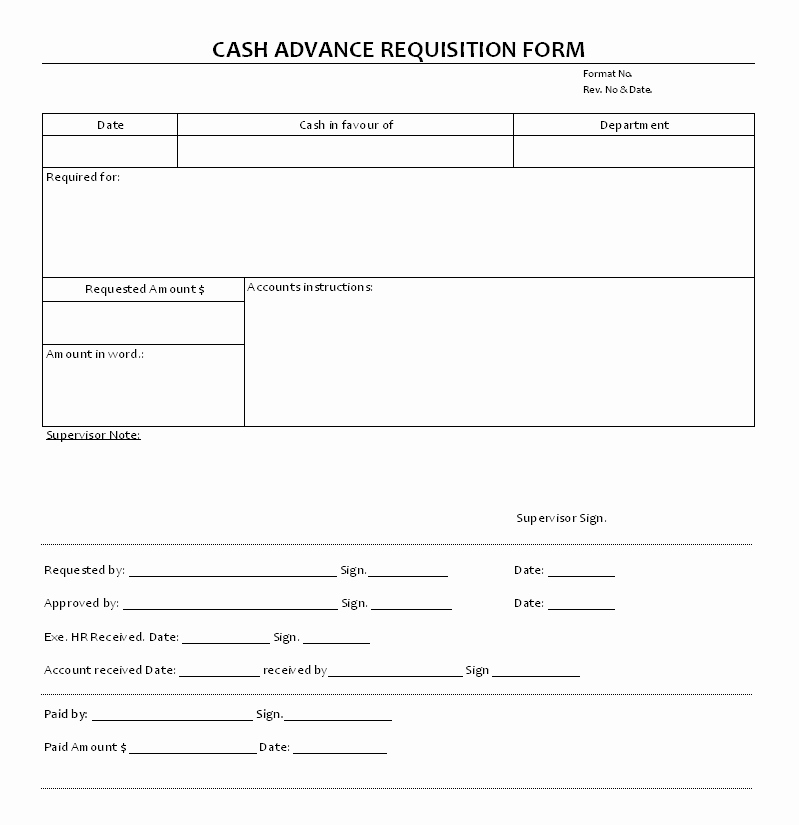 Employee Requisition form Template Inspirational Cash Advance Requisition Documents