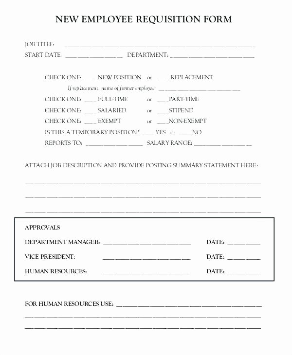 Employee Requisition form Template Lovely Position Requisition form Template Alfonsovacca