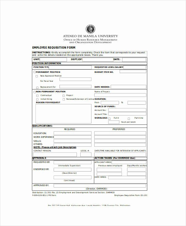 Employee Requisition form Template Unique 22 Requisition forms In Excel