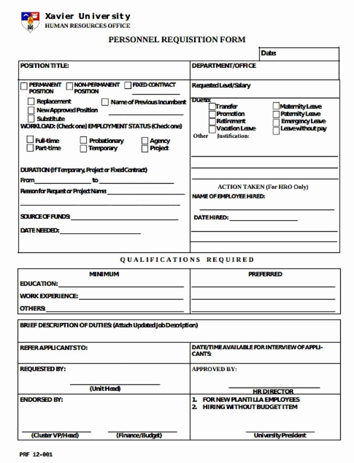 Employee Requisition form Template Unique 8 Personnel Requisition form Templates Pdf