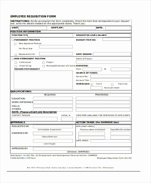 Employee Requisition forms Awesome Requisition forms In Excel