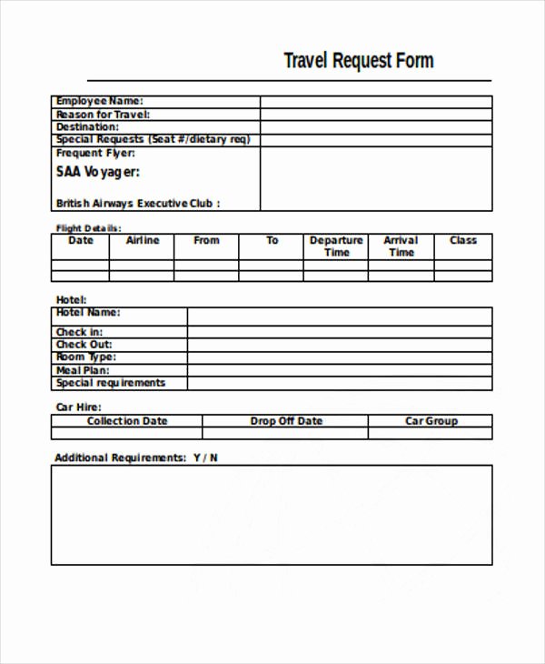 Employee Requisition forms Elegant Travel Request form Template