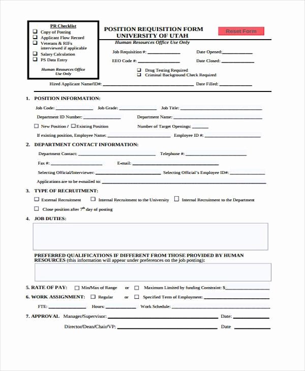 Employee Requisition forms Fresh Sample Hr forms