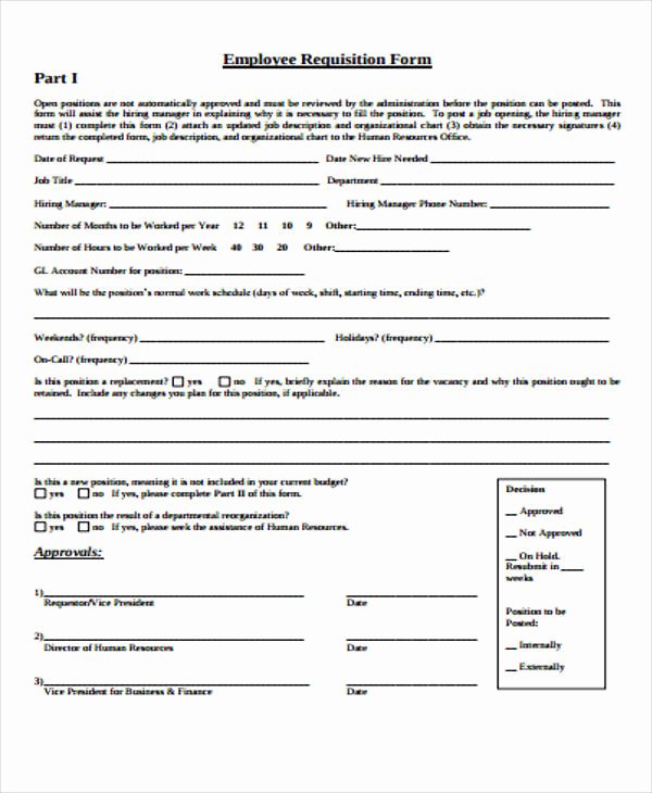Employee Requisition forms Lovely 43 Free Requisition forms