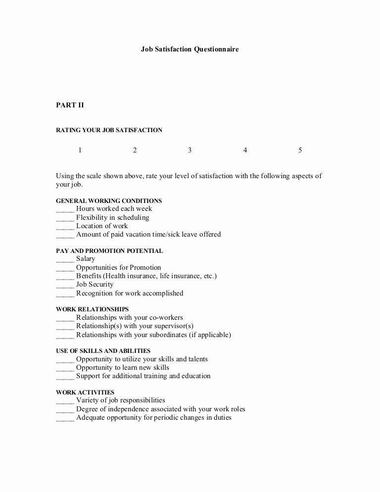 Employee Satisfaction Survey Questionnaire Doc Best Of Job Satisfaction Questionnaire[1]