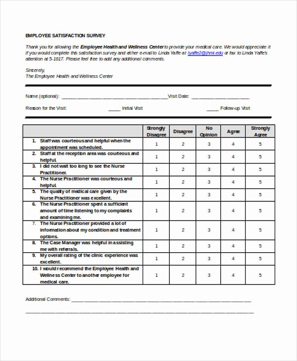 Employee Satisfaction Survey Questionnaire Doc Elegant 41 Survey forms In Word