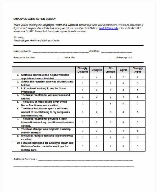 Employee Satisfaction Survey Questionnaire Doc Elegant 41 Survey forms In Word