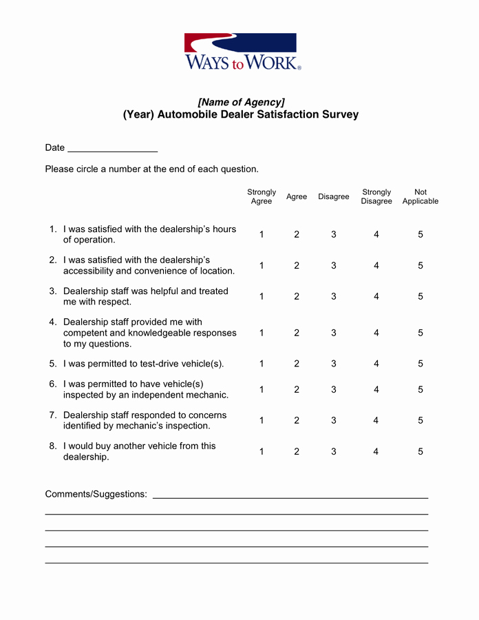Employee Satisfaction Survey Questionnaire Doc Fresh 26 Of Auto Shop New Customer Questionnaire Template