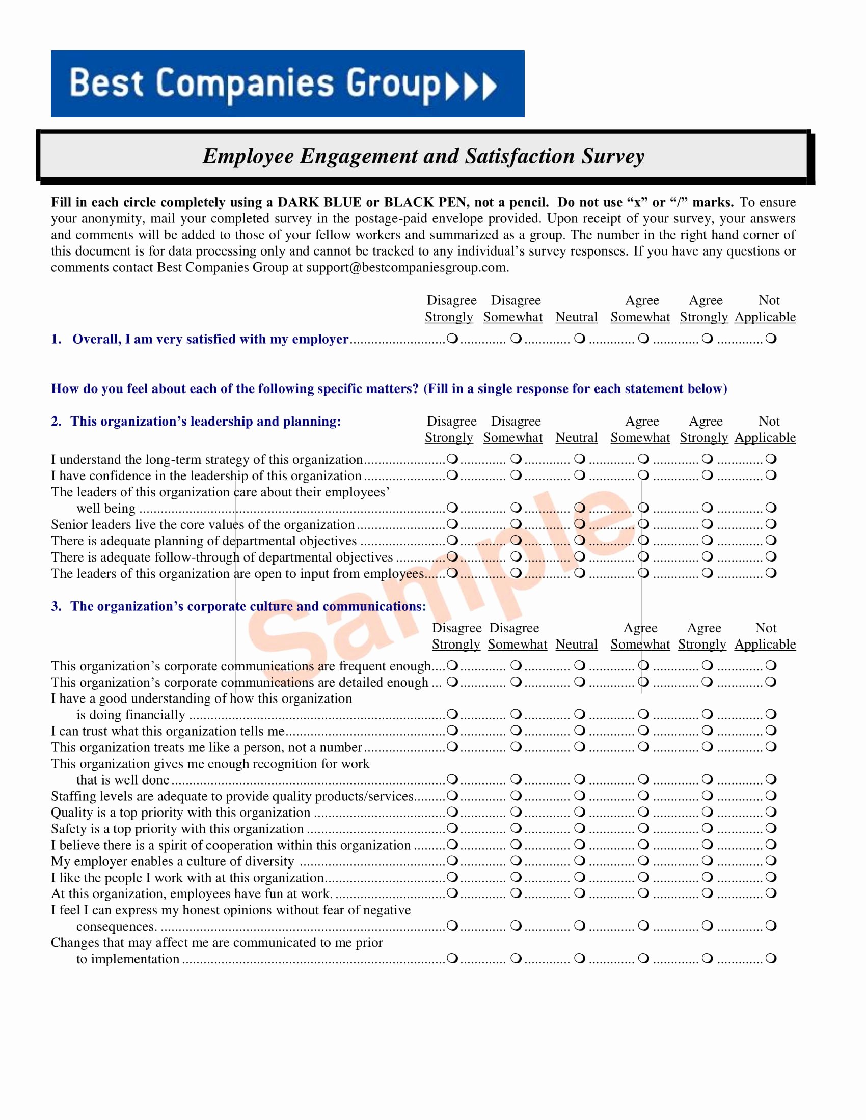 Employee Satisfaction Survey Questionnaire Doc Inspirational 14 Employee Satisfaction Survey form Examples Pdf Doc