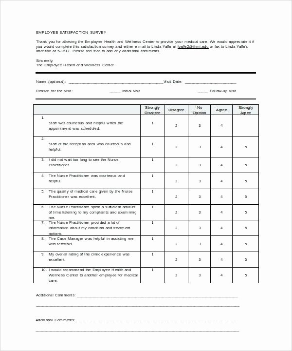 Employee Satisfaction Survey Questionnaire Doc Unique Employee Satisfaction Survey Template Free