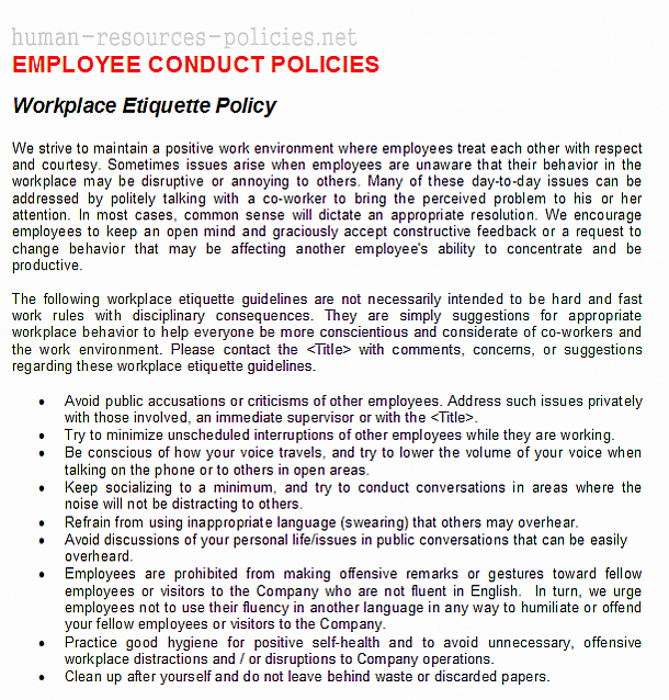 Employee theft Policy Sample Awesome Sample Human Resources Policies Sample Procedures for