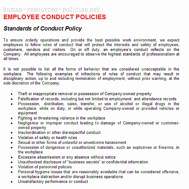 Employee theft Policy Sample New Sample Human Resources Policies Sample Procedures for