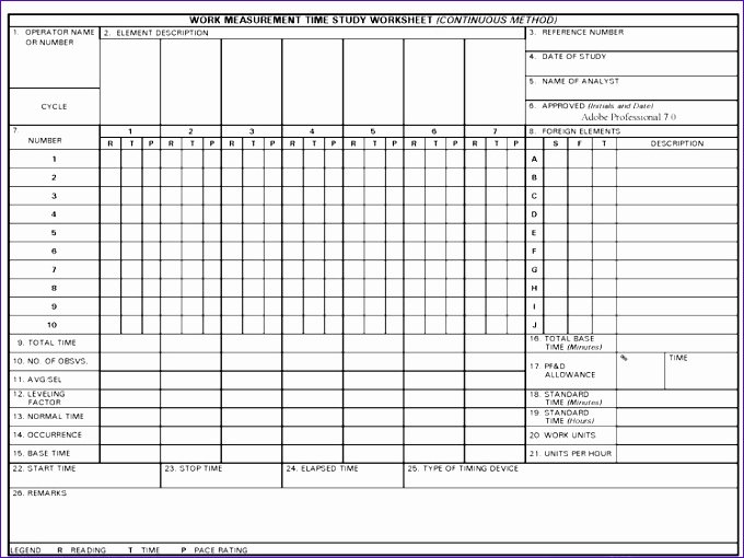 Employee Time Study Template Elegant 10 Time Motion Study Excel Template Exceltemplates