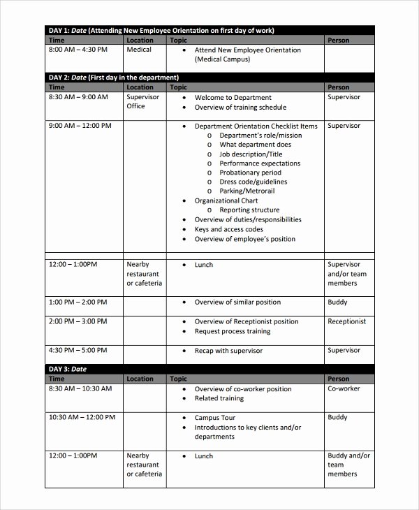 Employee Training Schedule Template Best Of Sample Training Schedule Template 17 Free Documents