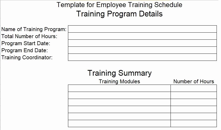 Employee Training Schedule Template Fresh Employee Training Schedule Template