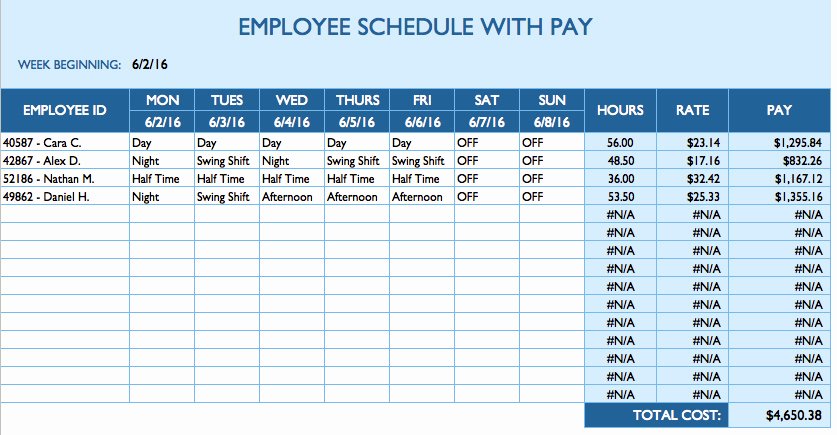 Employee Weekly Schedule Template Free Awesome Free Daily Schedule Templates for Excel Smartsheet