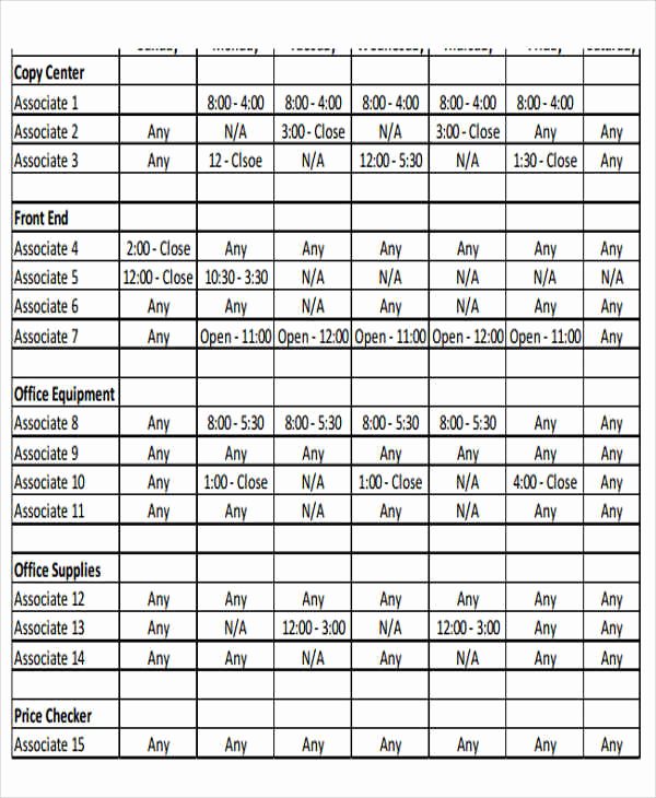 Employee Weekly Schedule Template Free Lovely 6 Monthly Shift Schedule Templates Free Word Pdf