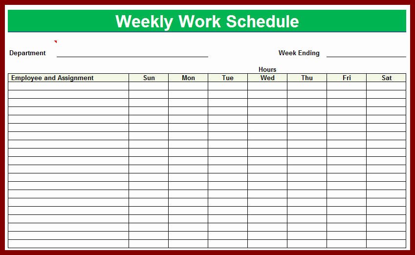 Employee Weekly Schedule Template Free Lovely Blank Employee Schedule