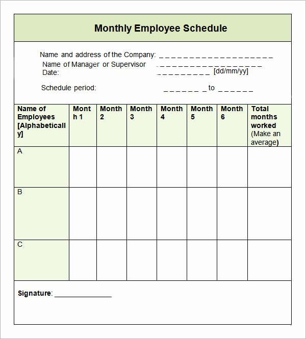 Employee Weekly Schedule Template Free New Sample Monthly Schedule Template 8 Free Documents In