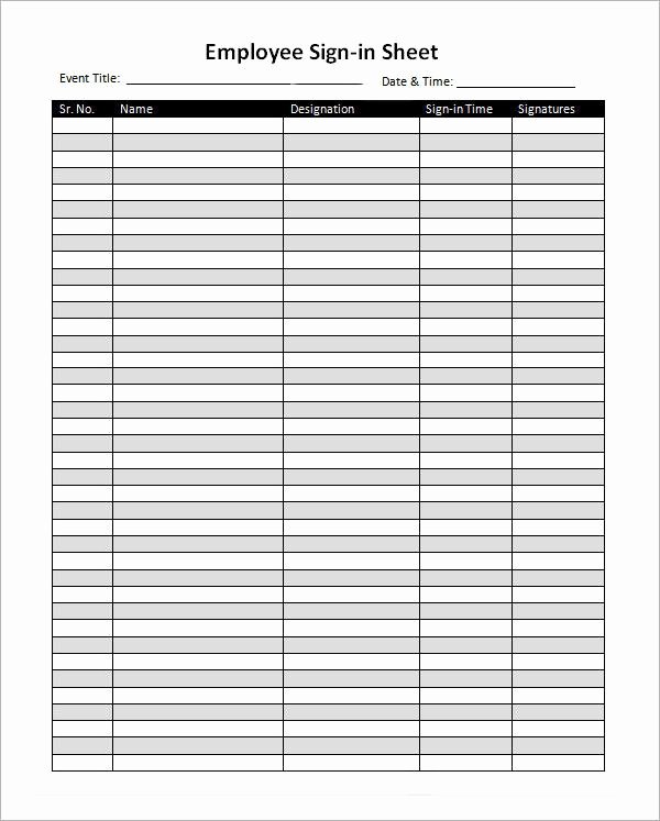 Employees Sign In Sheet Awesome 34 Sample Sign In Sheet Templates Pdf Word Apple Pages