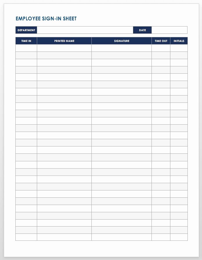 Employees Sign In Sheet Awesome Free Sign In and Sign Up Sheet Templates