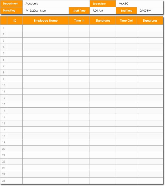 Employees Sign In Sheet Beautiful 20 Sign In Sheet Templates for Visitors Employees Class