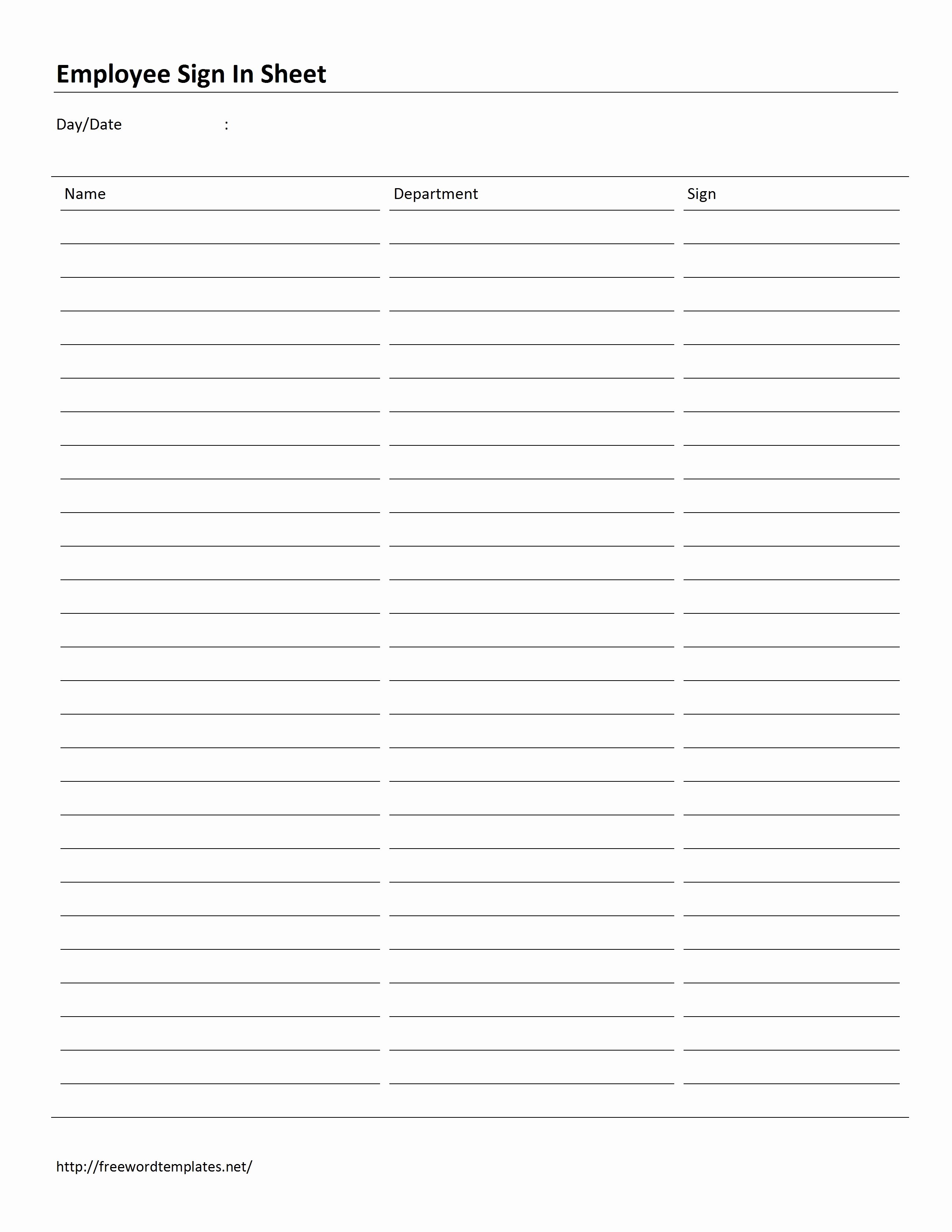 Employees Sign In Sheet Inspirational Employee attendance Sign In Sheet Template