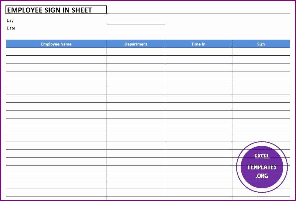 Employees Sign In Sheet Lovely Employee Sign In Sheet Template Excel Templates